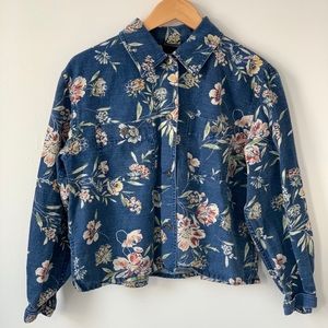 vintage floral shirt jacket 90s 80s cottagecore